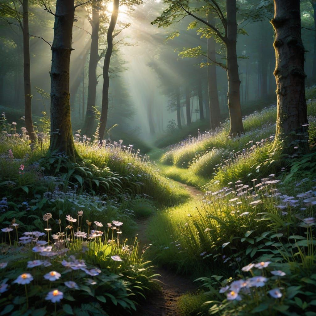 Ethereal Morning in a Mystical Forest