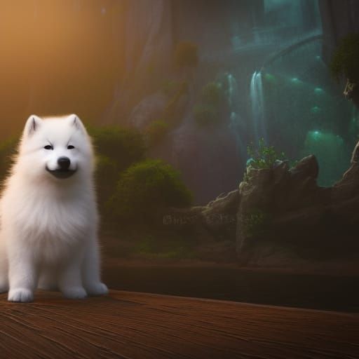 Fantasy Painting of a Baby Samoyed Puppy