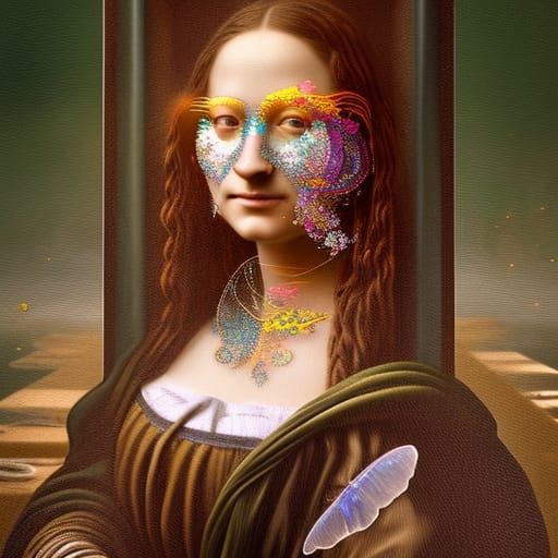 Steampunk Victorian Mona Lisa in Fairy Bay