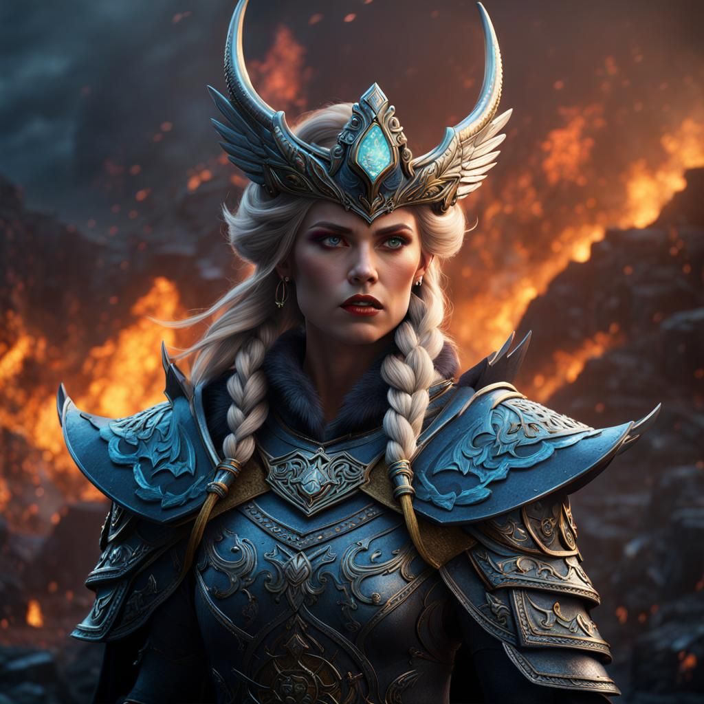 Nordic Queen Freya: Detailed Matte Painting