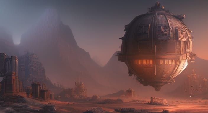 Detailed Dieselpunk Orb in Matte Painting Style