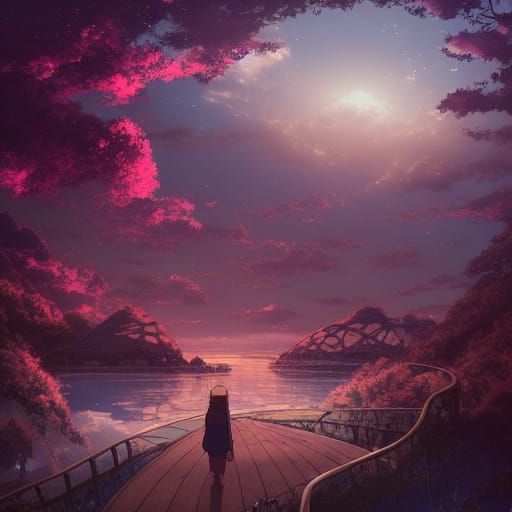 Ethereal Fantasy Landscape in Anime Style