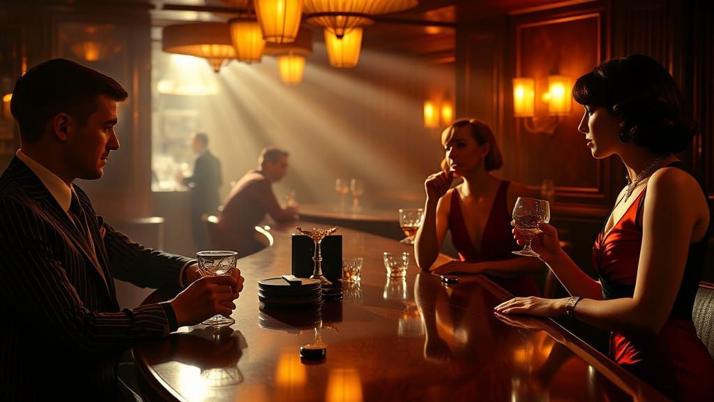 Elegant 1920s Speakeasy in Art Deco Style