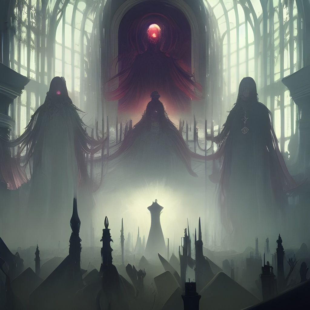 Dark Fantasy Seance Scene in Hyperdetailed Style