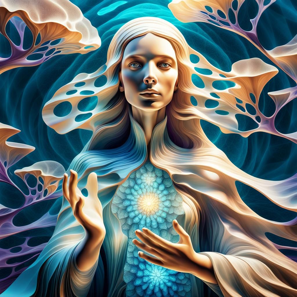 Abstract Fractal Coral Reef in Turquoise and Purple