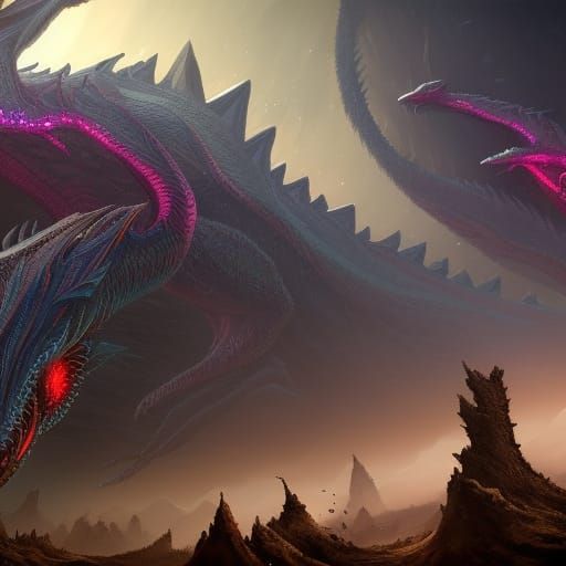 Fantastical Space Dragons in Detailed Matte Painting