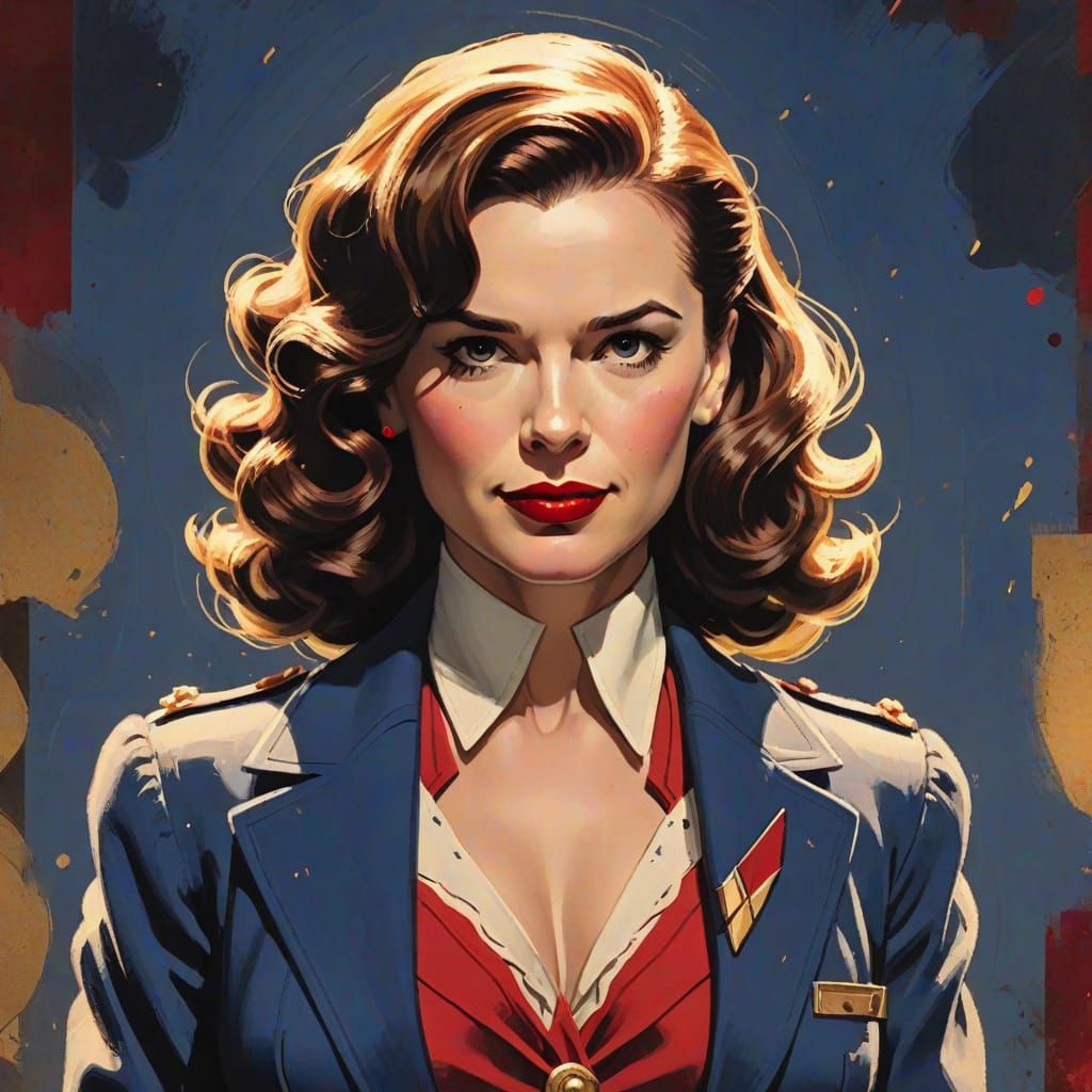 Agent Carter Portrait in Vintage Comic Style