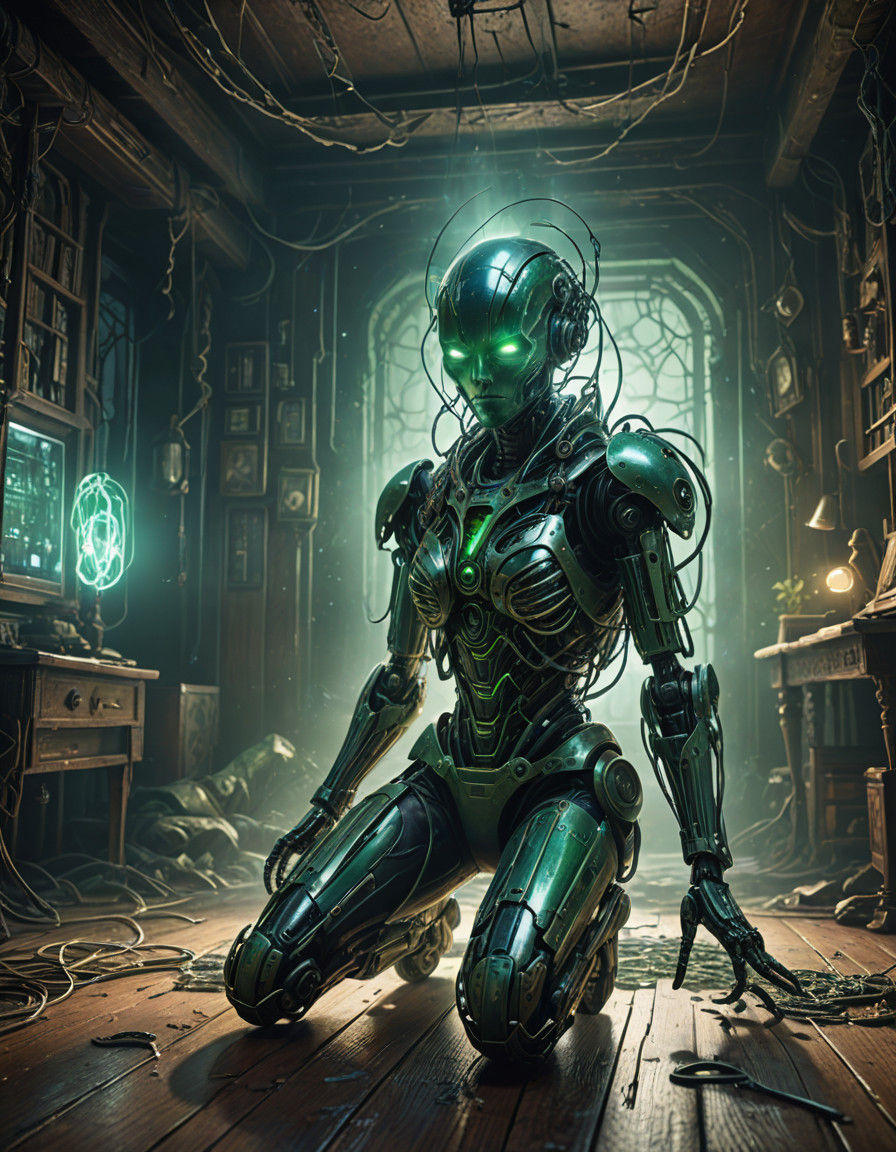 Futuristic Titanium Steel Robot Conducts Repair in Liquid Me...