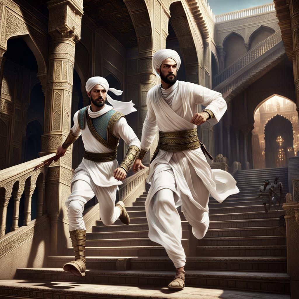 Middle Eastern Boy Chased in a Detailed Matte Painting