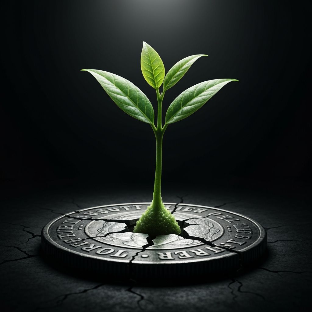 Nature's Resilience: Sprout Through Ancient Coin