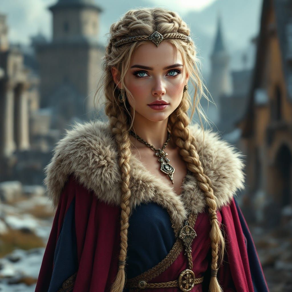 Norse Love Goddess Astrild in Ancient Viking City