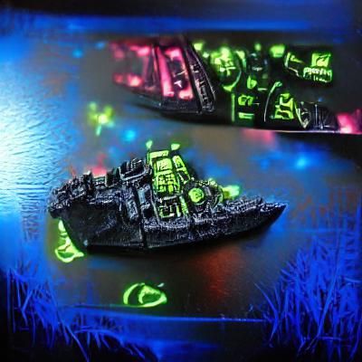 Imperial Battleship: Warhammer 40k Neon Painting