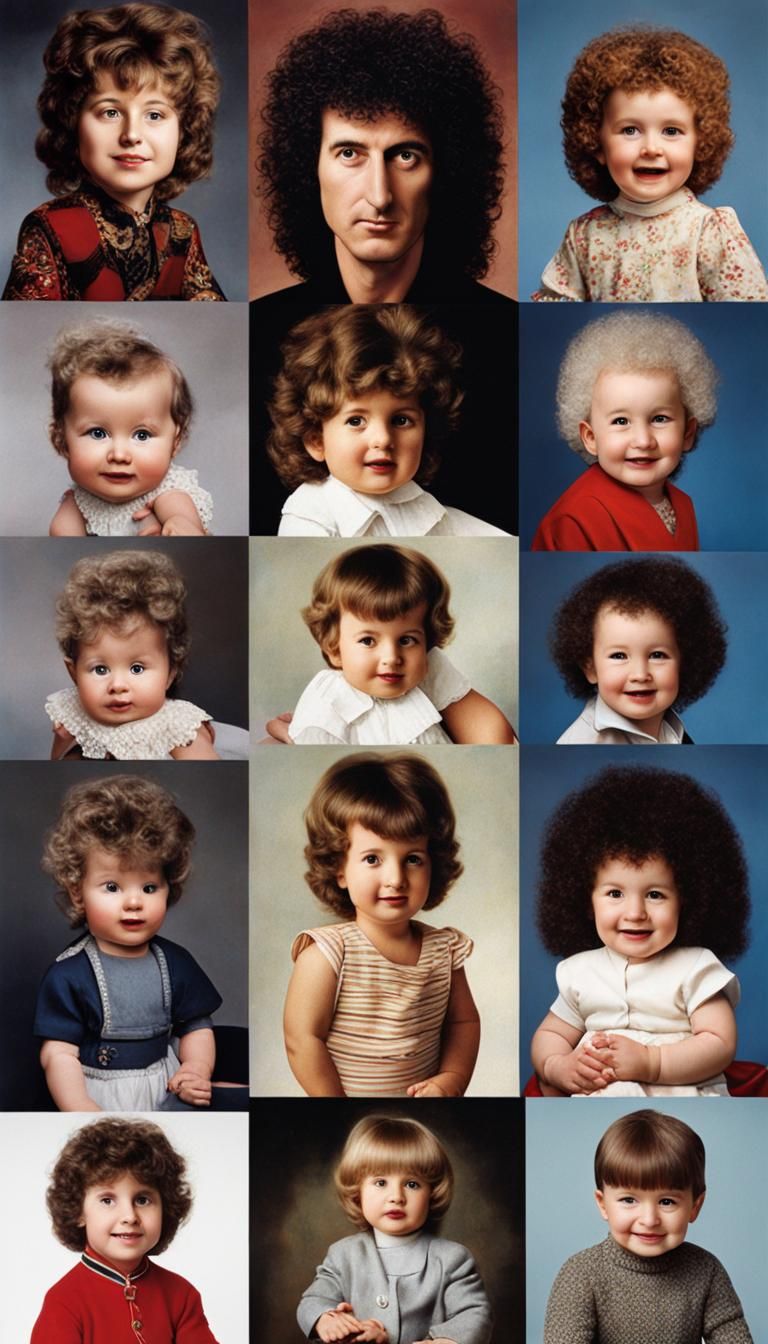 Brian May's Life Stages: Photorealistic Portrait