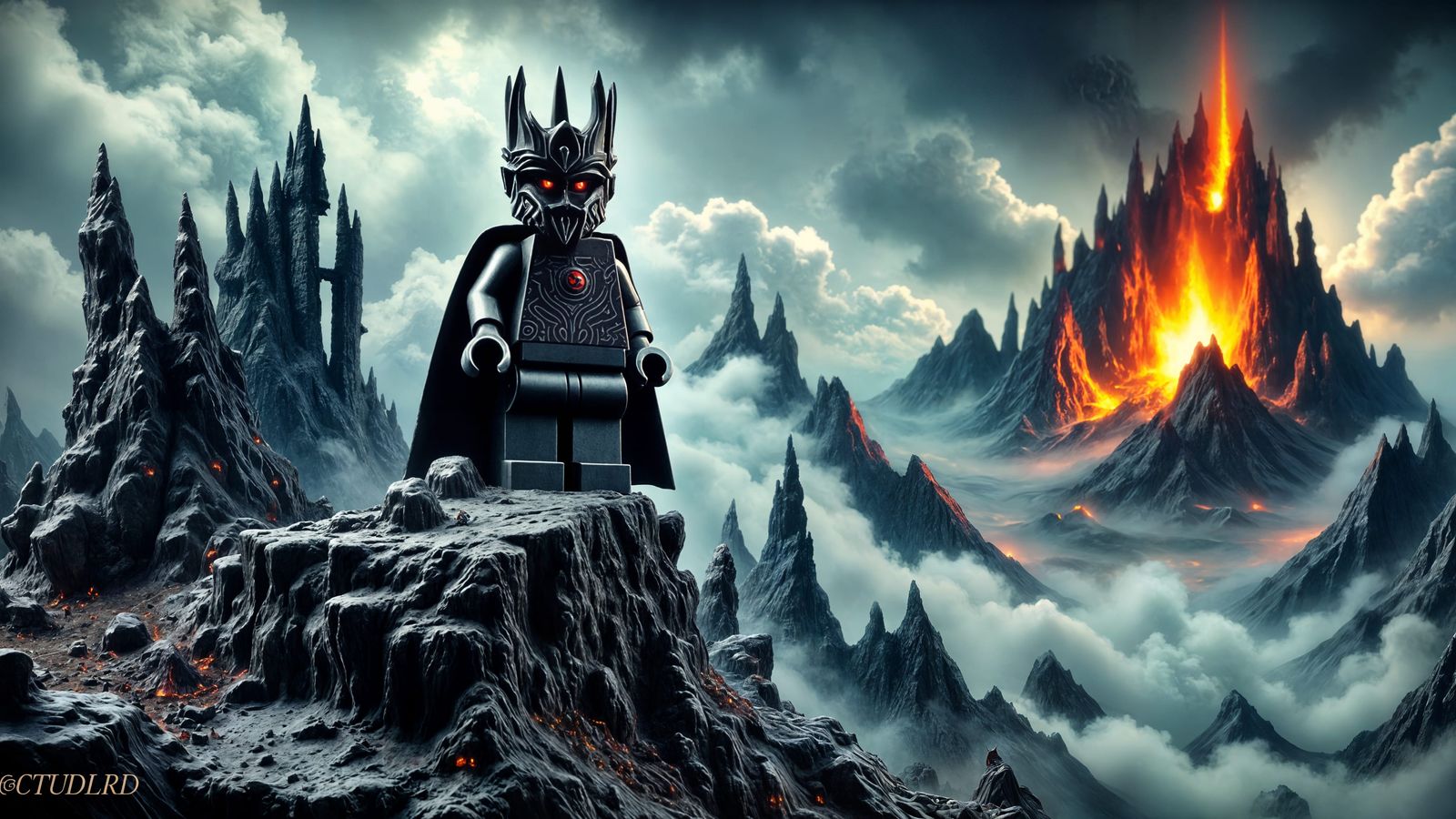 Lego Sauron Atop Mysterious Mountain