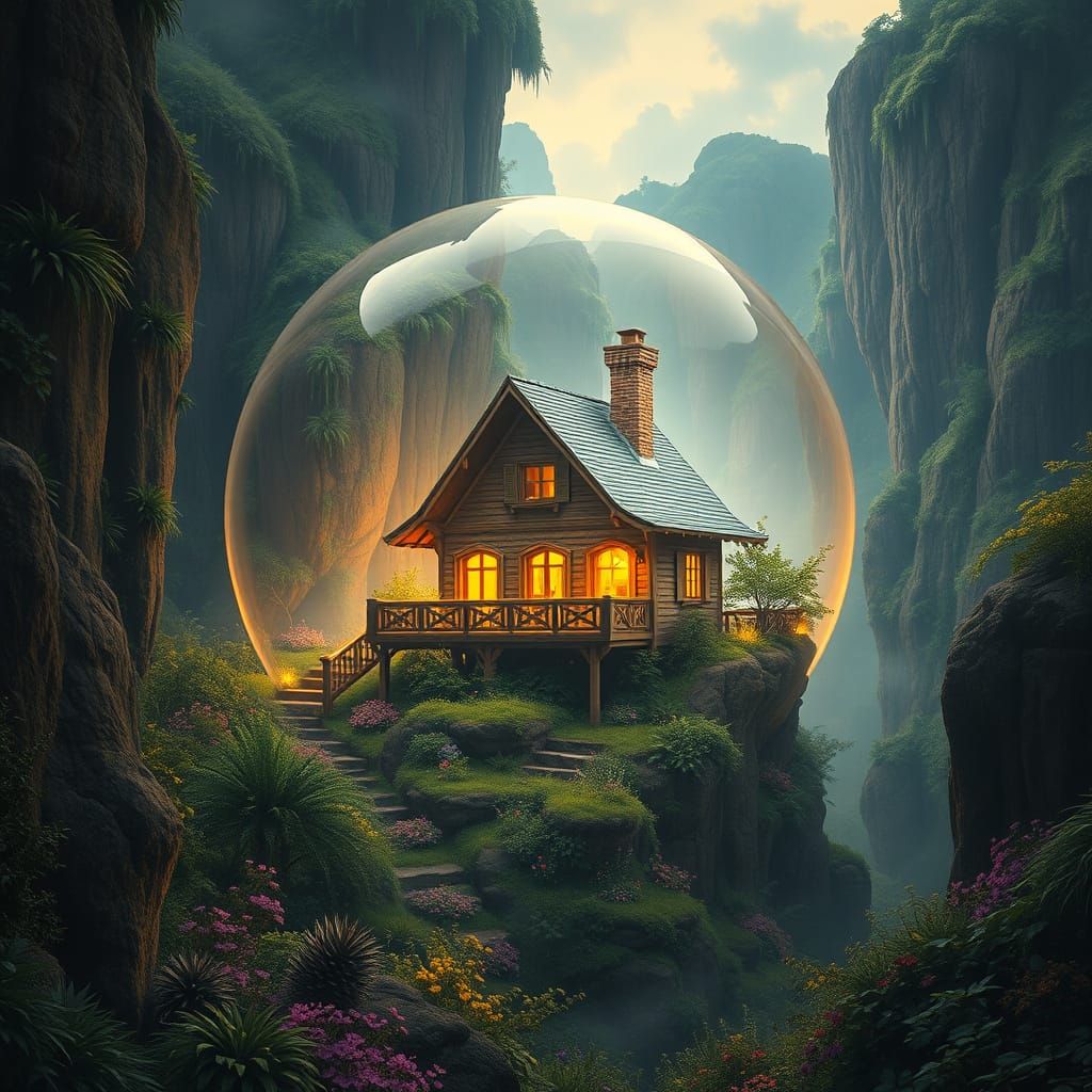 Bubble House in Lush Valley: Matte Painting