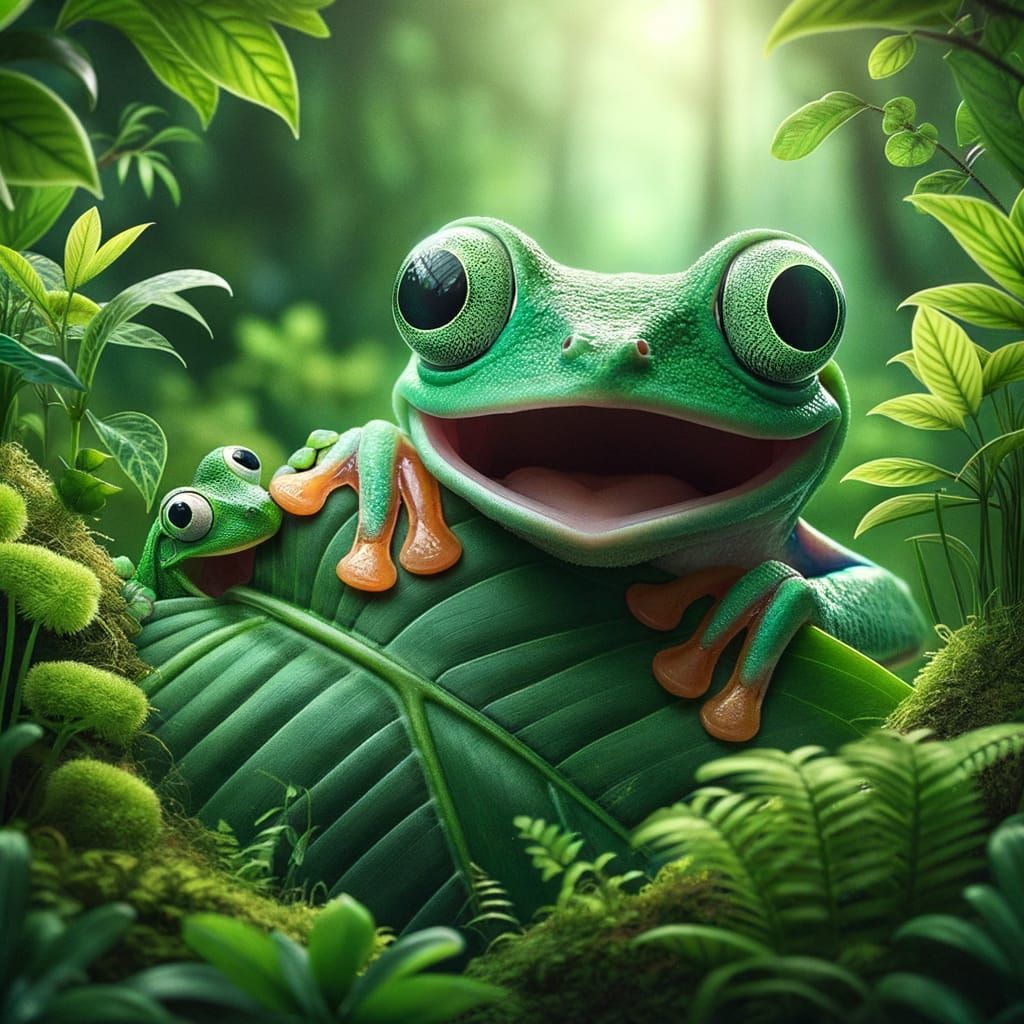 Surprised Frog Finds Friend in Rainforest
