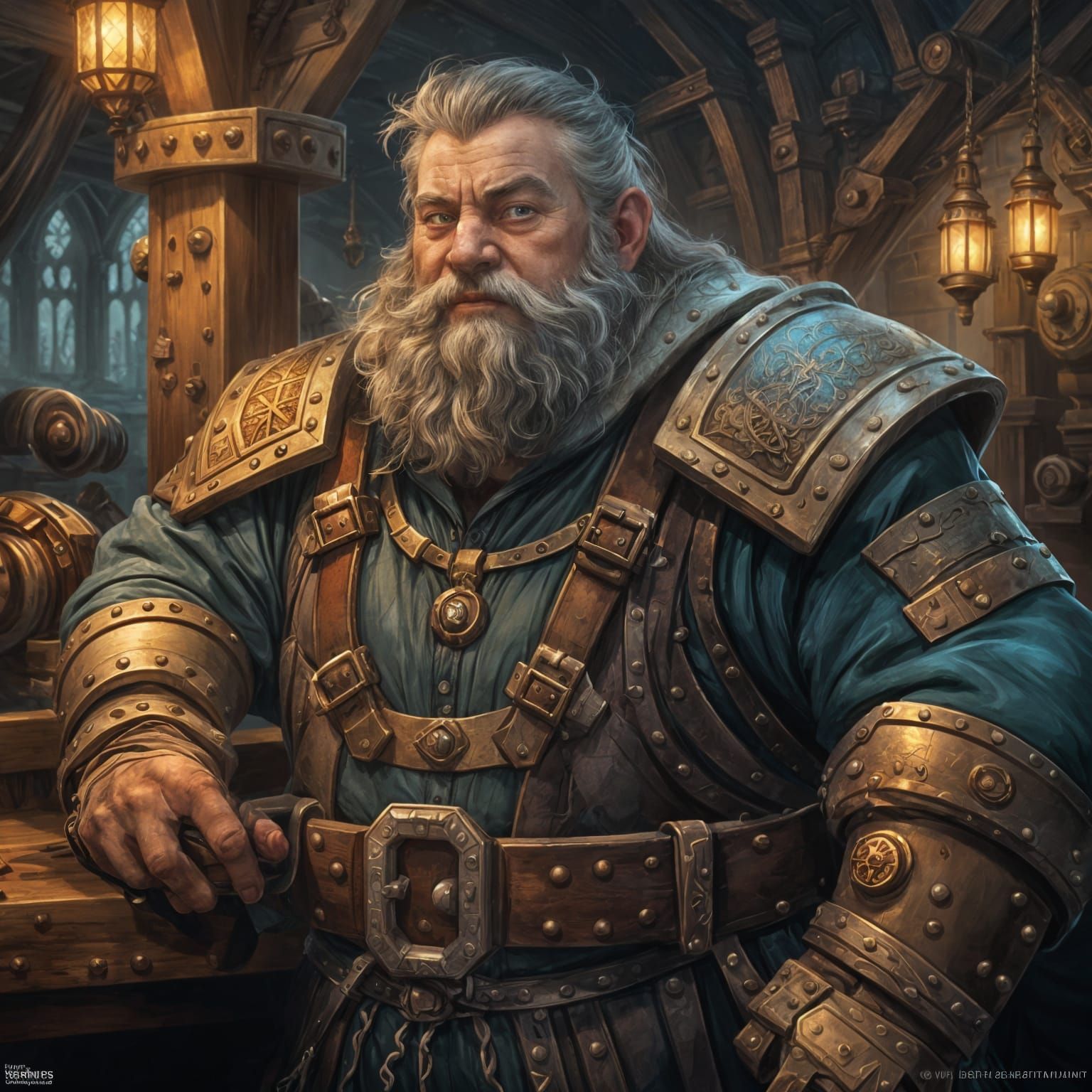 Dwarf Mechanic in Dark Fantasy, Medieval Portrait
