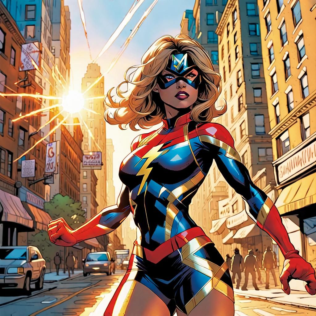 Ms Marvel in Dynamic Comic Book Style