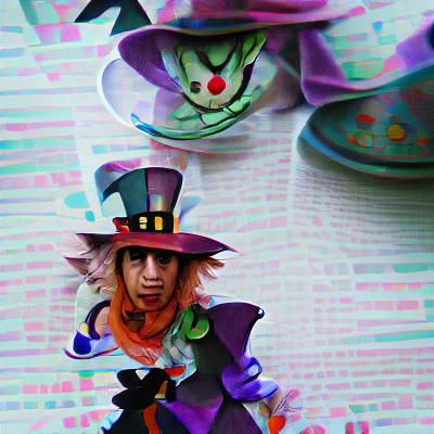 Whimsical AI Mad Hatter Character