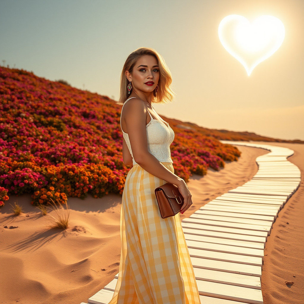 Beautful Women Heart Shape Sun