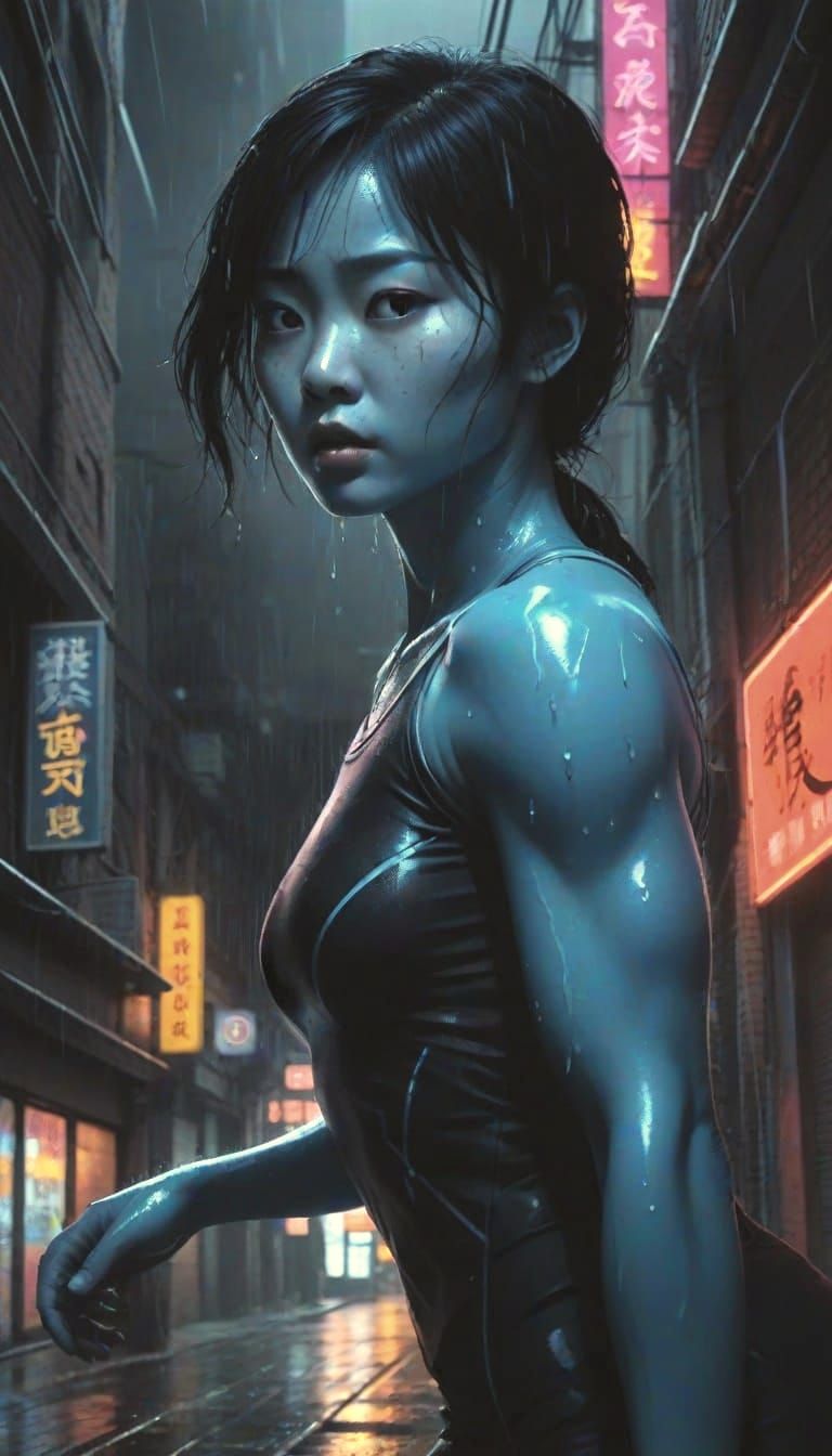 Gritty Goddess in Neon Shadows