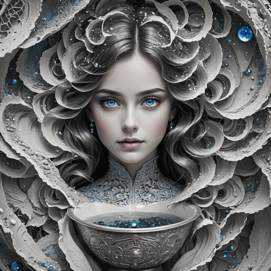 Woman Pours Universe onto Earth: Professional Photography