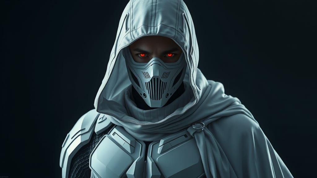 Cyberpunk Warrior in Futuristic White Armor