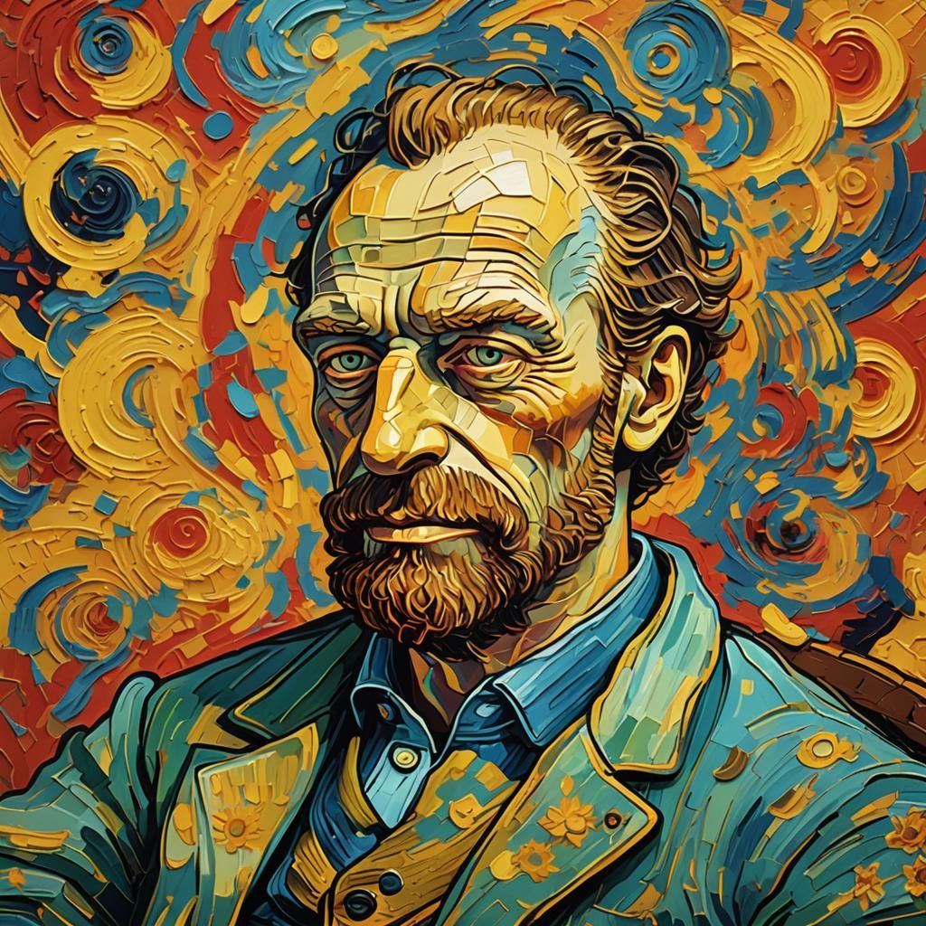 Homer Simpson as Van Gogh in Pop Art Style