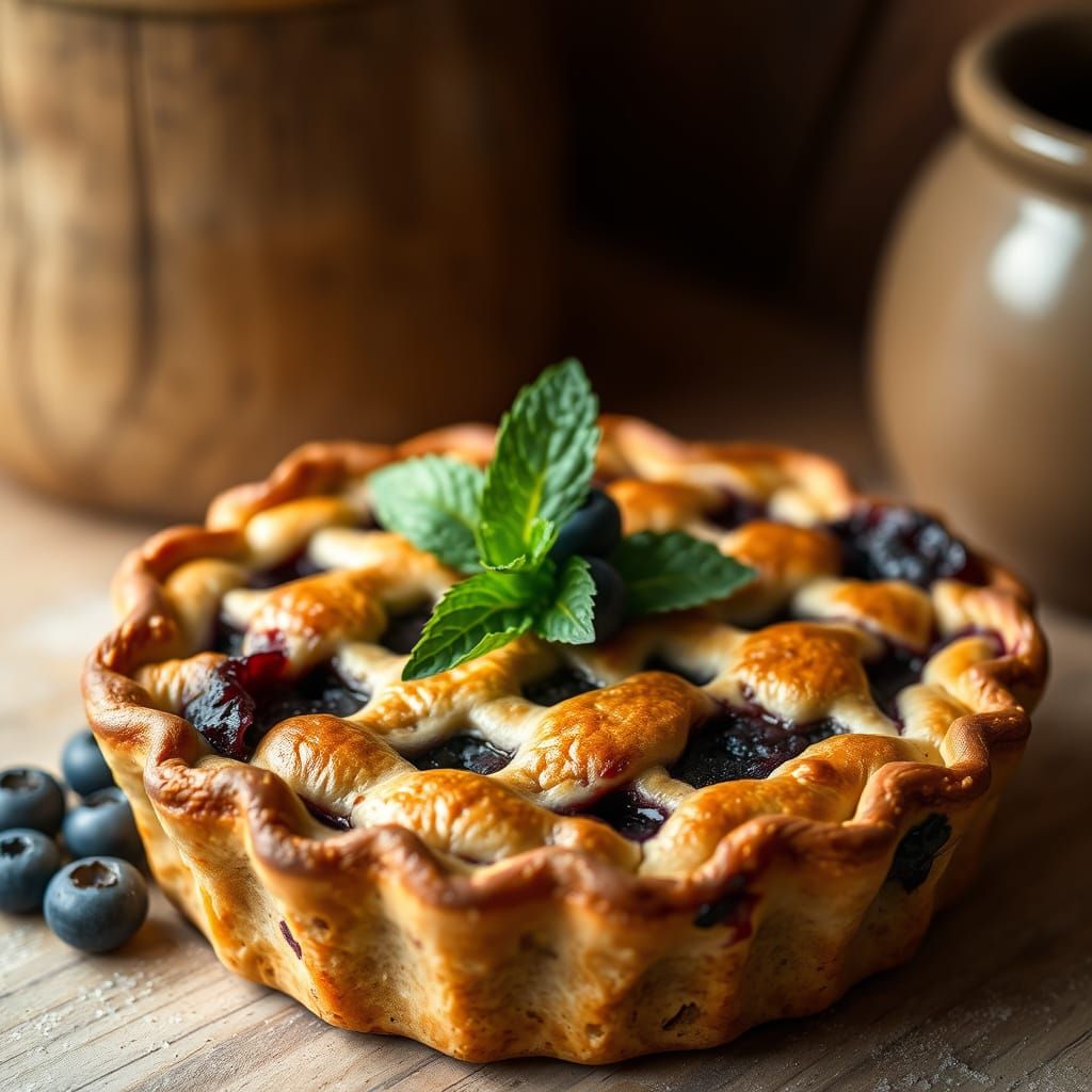 Succulent Blueberry Pie in Warm Light