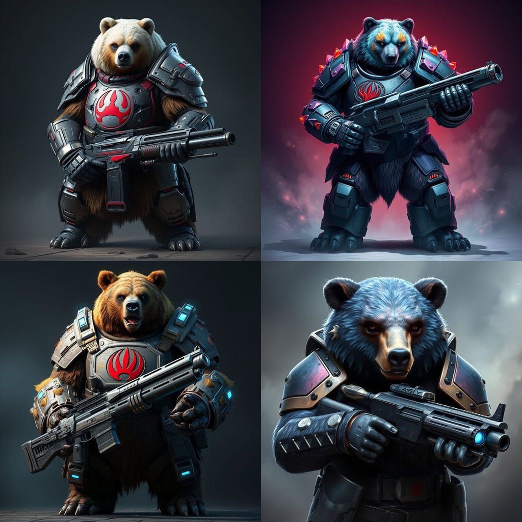 Cyberpunk Ursan Warriors in Futuristic Armor