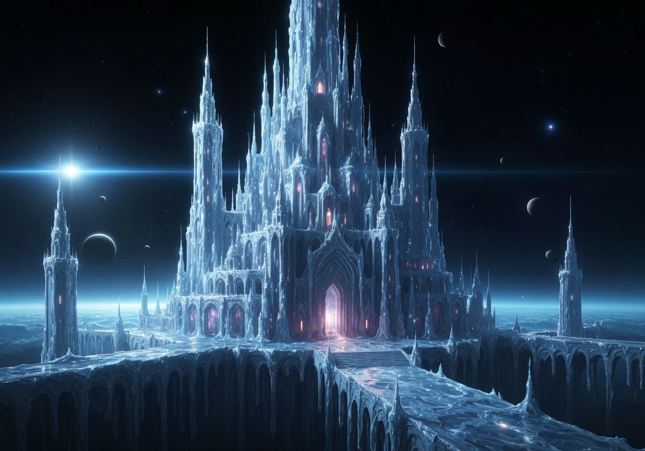 Majestic Castle of Liquid Starlight in Deep Space