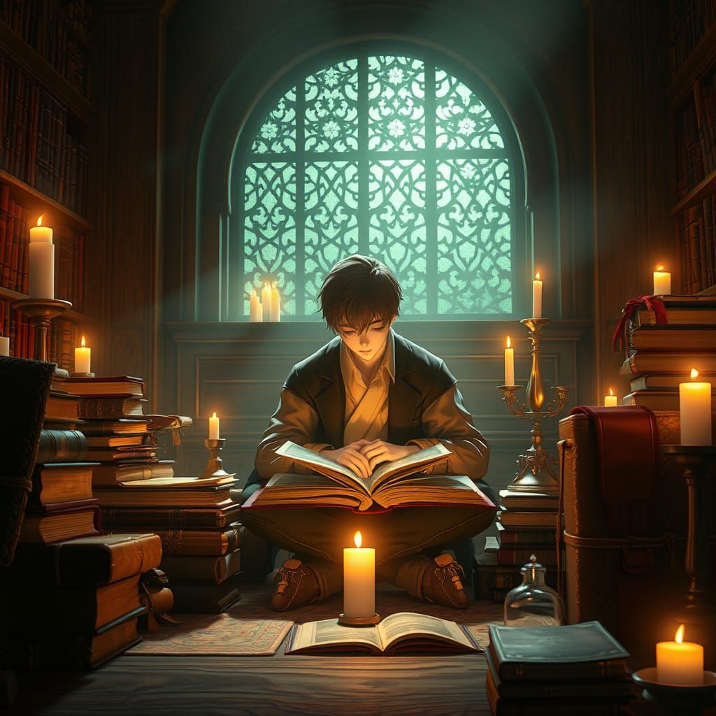 Devout Scholar Illuminated by Scripture: 3D Anime Art