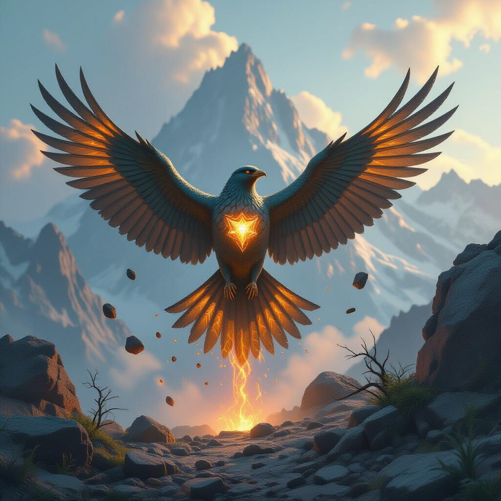 Earthen Bird Takes Flight: Hyperrealistic Digital Art