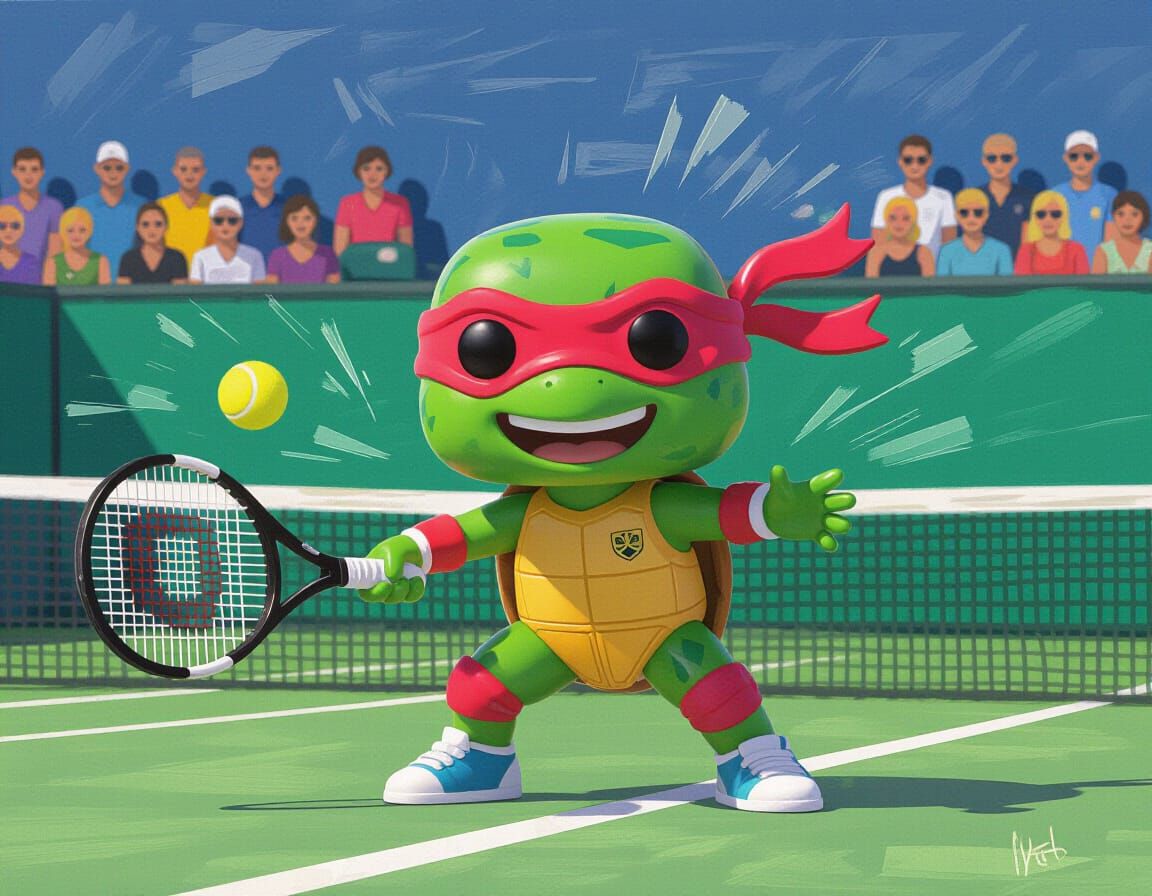 Funko Pop Turtle: Wimbledon Tennis in Abstract Style