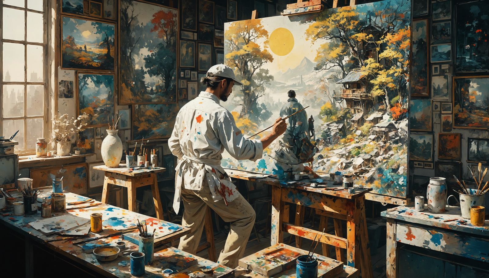 Painter in Studio: Surreal Digital Concept Art