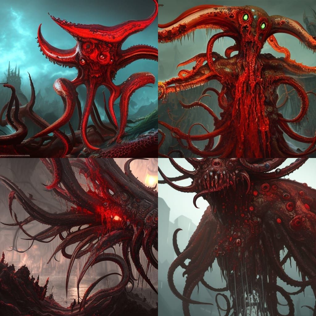 Horrific Squid God Monster in Detailed Matte Painting