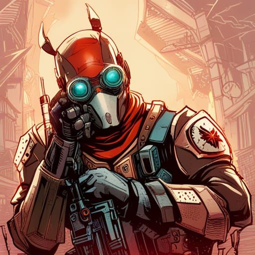 Deadshot Digital Painting with Golden Outlines