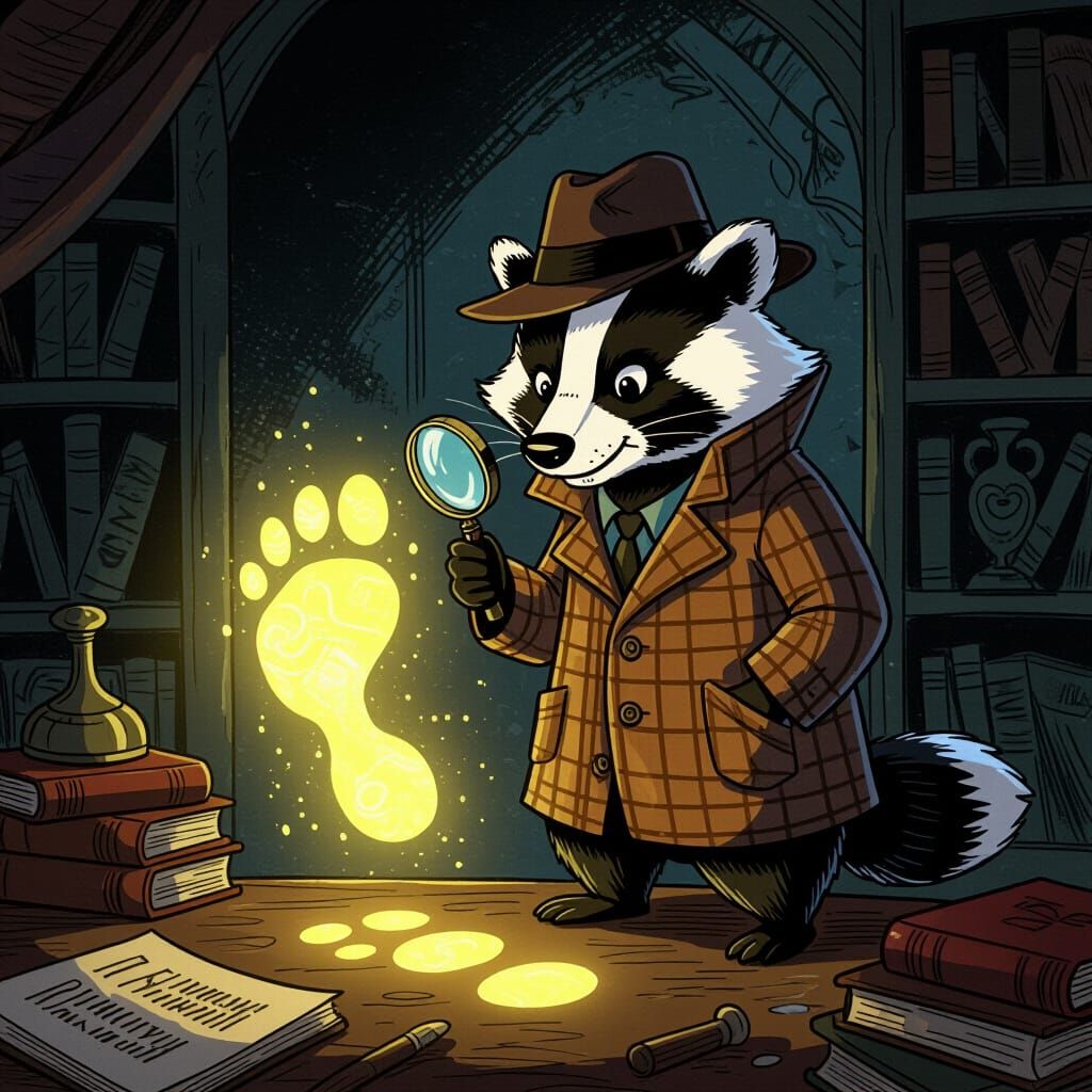 Detective Badger Investigates Mystical Footprint in Noir Sty...