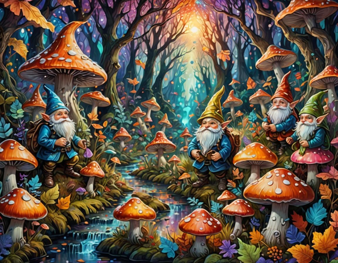 Enchanted Forest: Gnomes, Fairies, and Cosmic Mushrooms