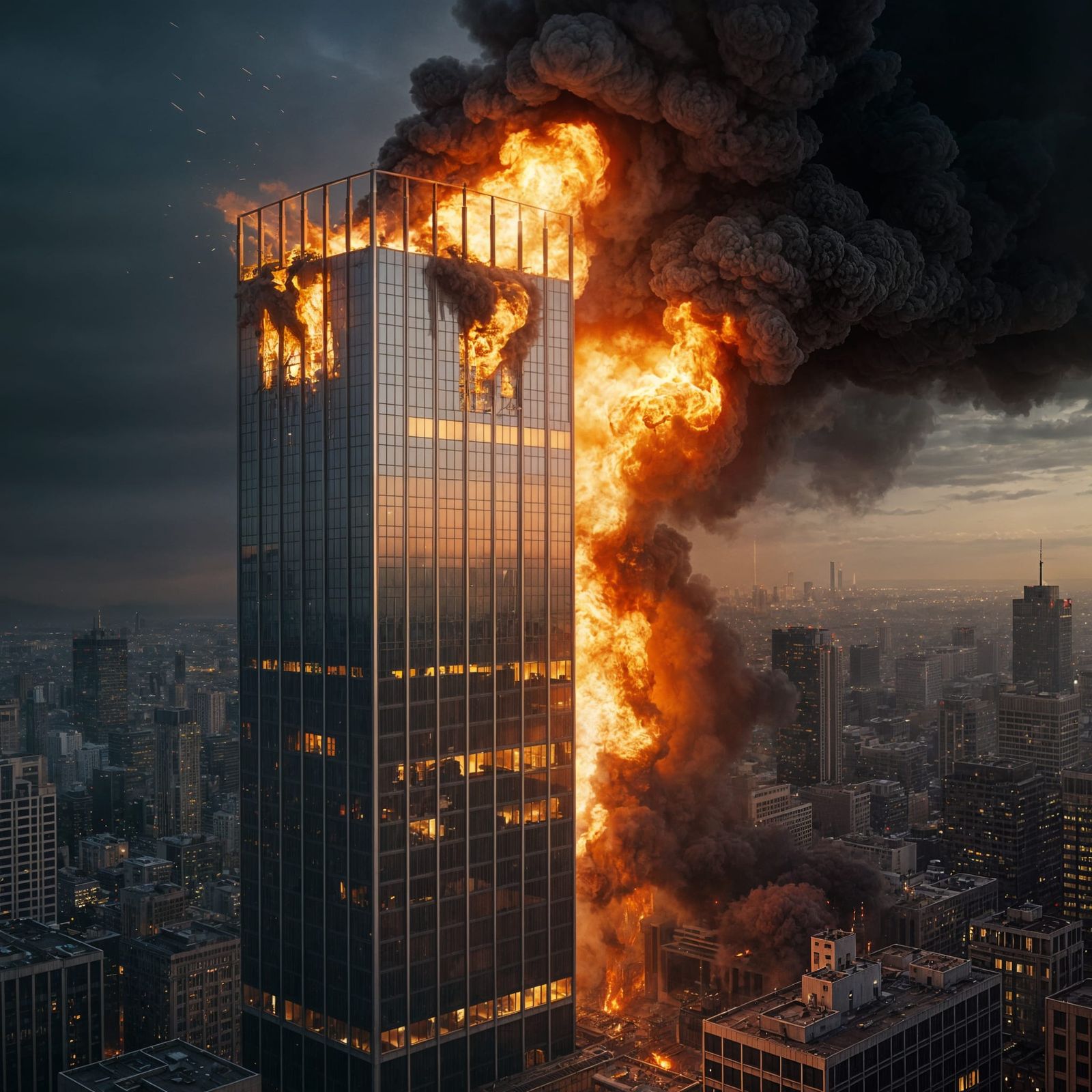 Tower Inferno Engulfs City Skyscraper