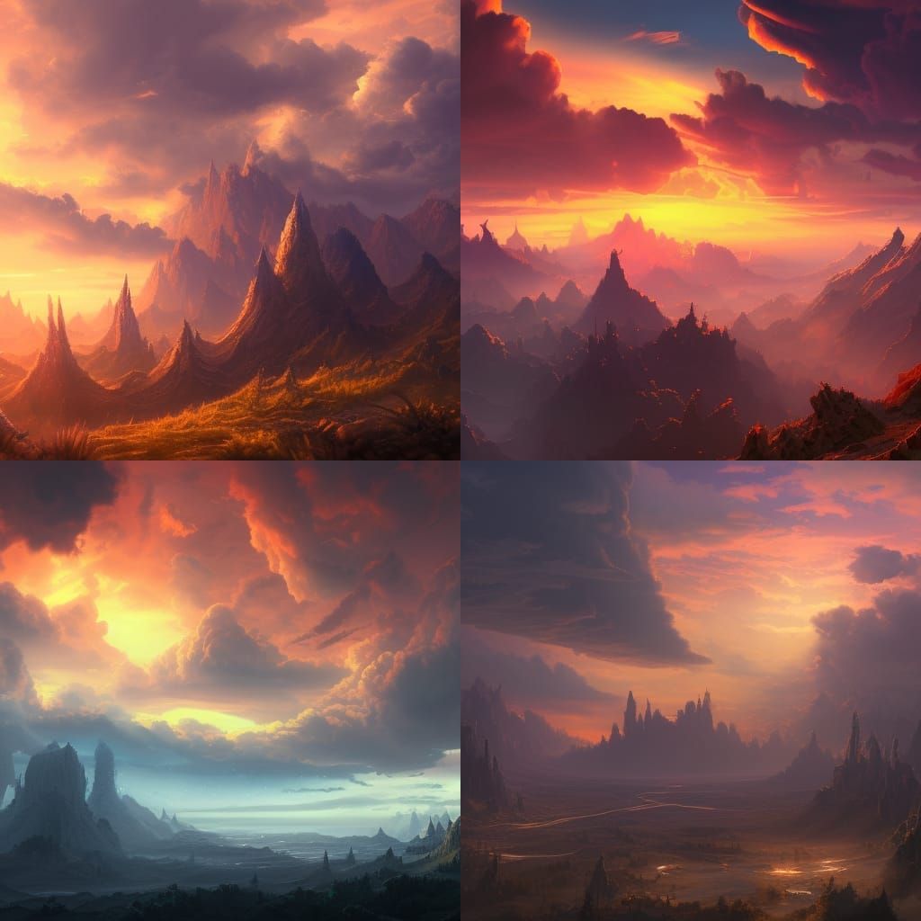 Fantastical Sunset Clouds in Detailed Matte Painting