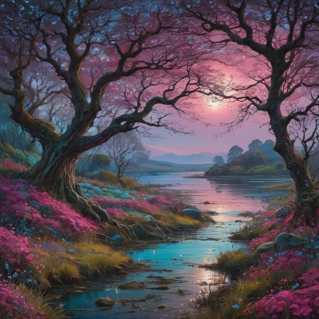 Rainy Irish Landscape in Surreal Style