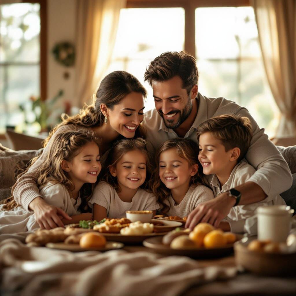 Happy Family in Wonderful House: Cinematic Film Still