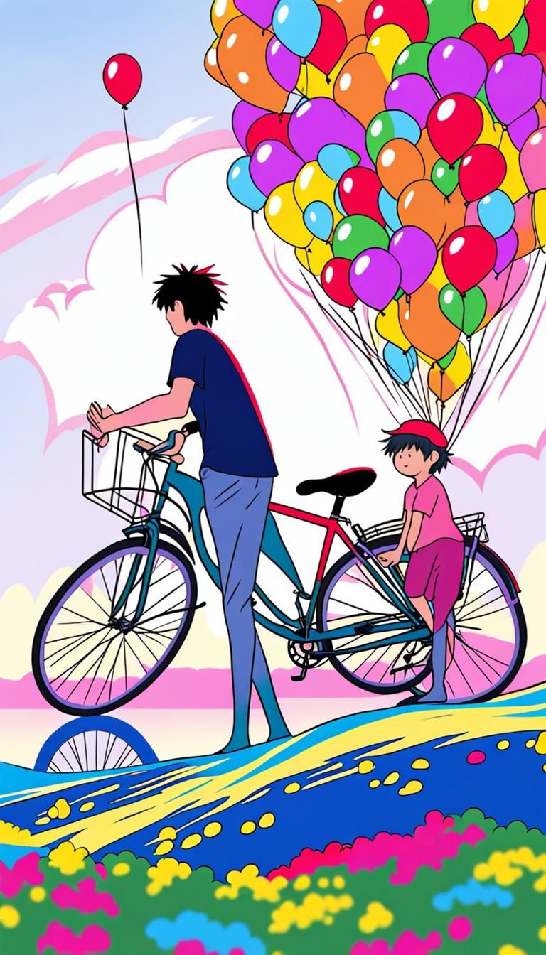 Two Kids with Bicycles Looking Ahead