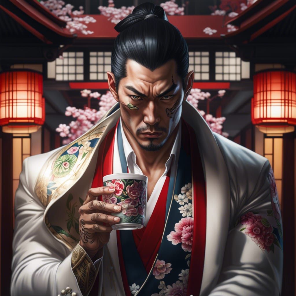 Yakuza Boss in Tea House