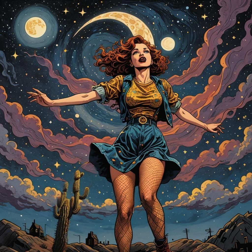 Starry Night in Underground Comix Style