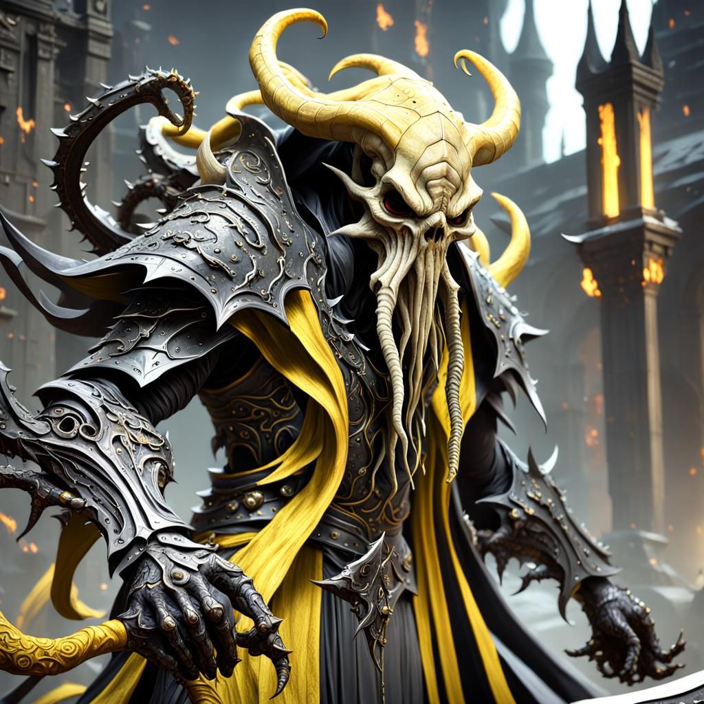 Demonic Mind Flayer with Black Blade, Digital Art