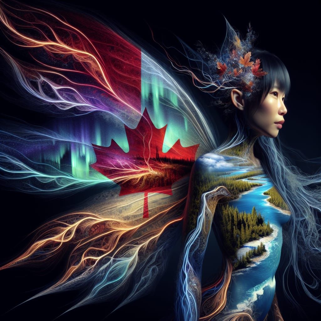 Canada as an Asian Fairy with Northern Lights Wings