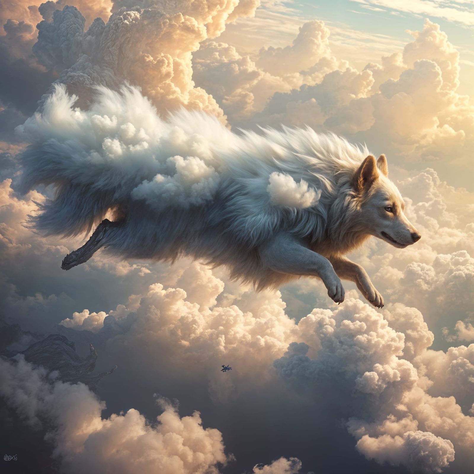 Surreal Canine Cumulus in Vibrant Digital Art