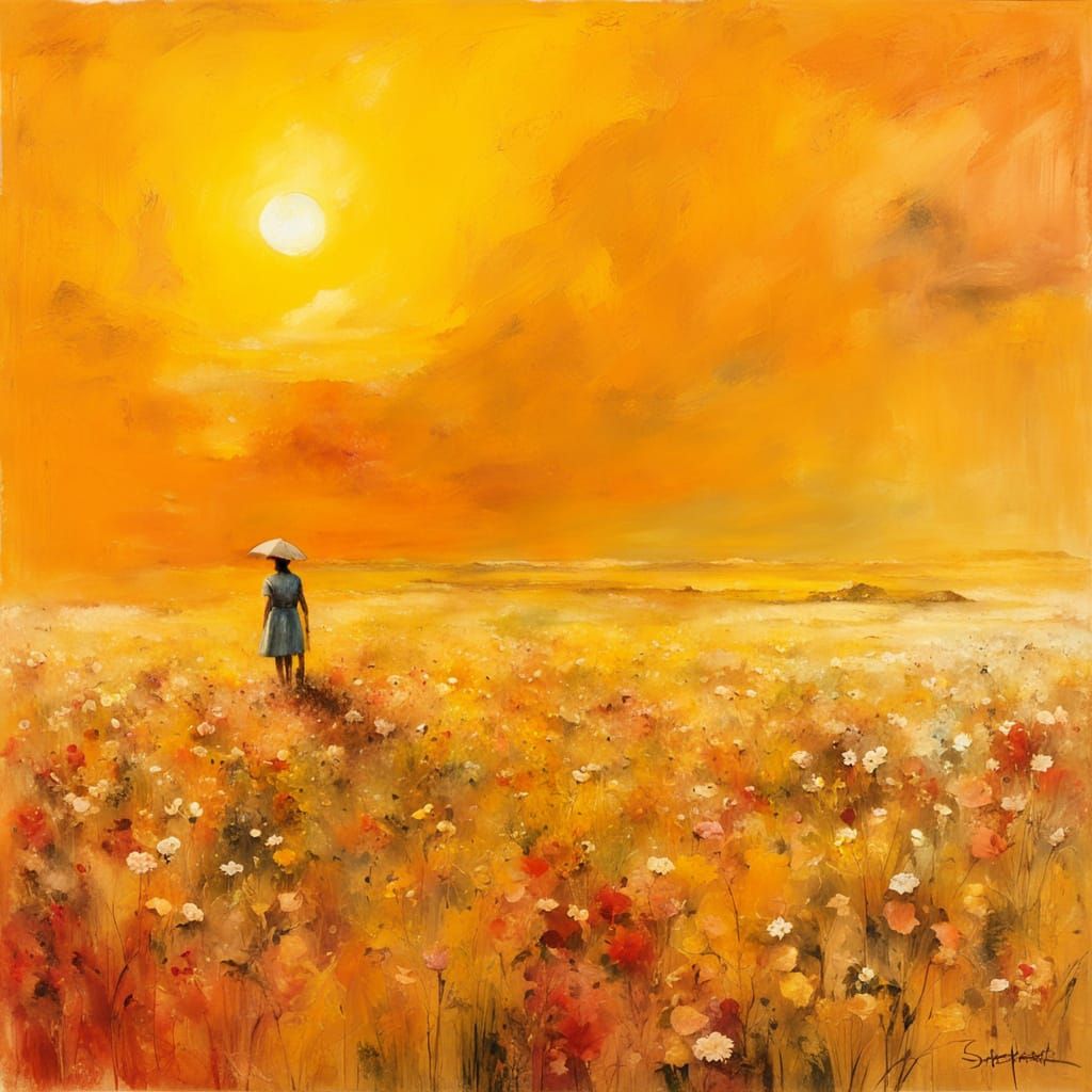 Summer Expressionist Painting with Impasto Textures